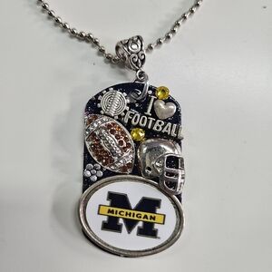 University of Michigan Football Pendant Necklace Keychain U of M Academia